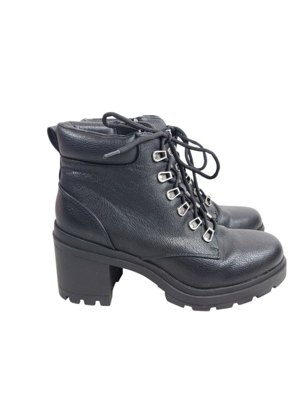 NOBO Women's Size 10 Chunky Heel Combat Boots Black Faux Leather